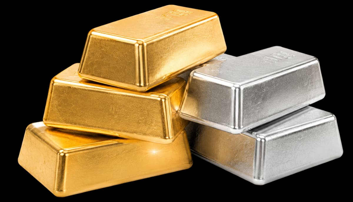 Stack of digital gold and silver bars