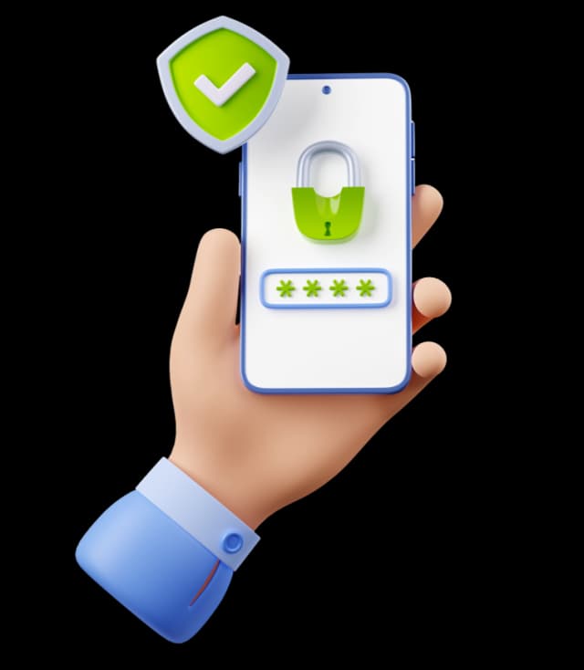 Smartphone with security shield representing fast KYC