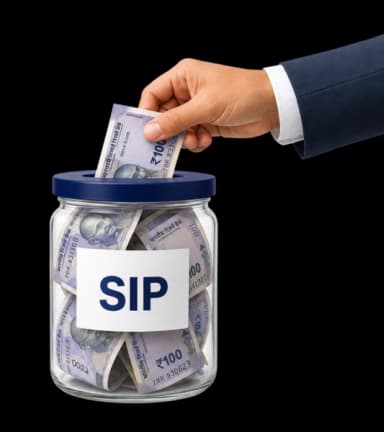 Hand putting money into SIP jar